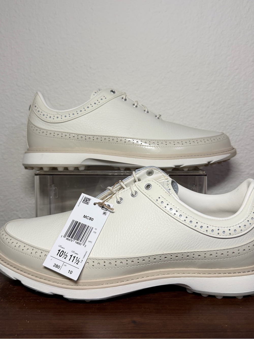 NEW men’s adidas modern classic 80 spikeless golf shoes off white grey 10.5